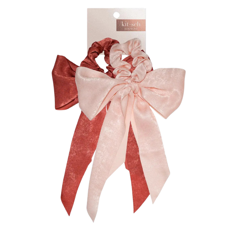 Satin Scarf Scrunchies - Blush & Mauve