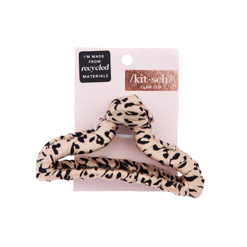 KITSCH Satin Wrapped Claw Clip Leopard Print